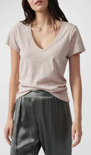 Speckled Short-Sleeve V Neck Schoolboy Tee